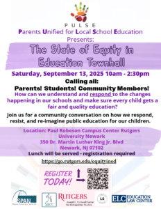 Event flyer for State of Equity in Education Town Hall